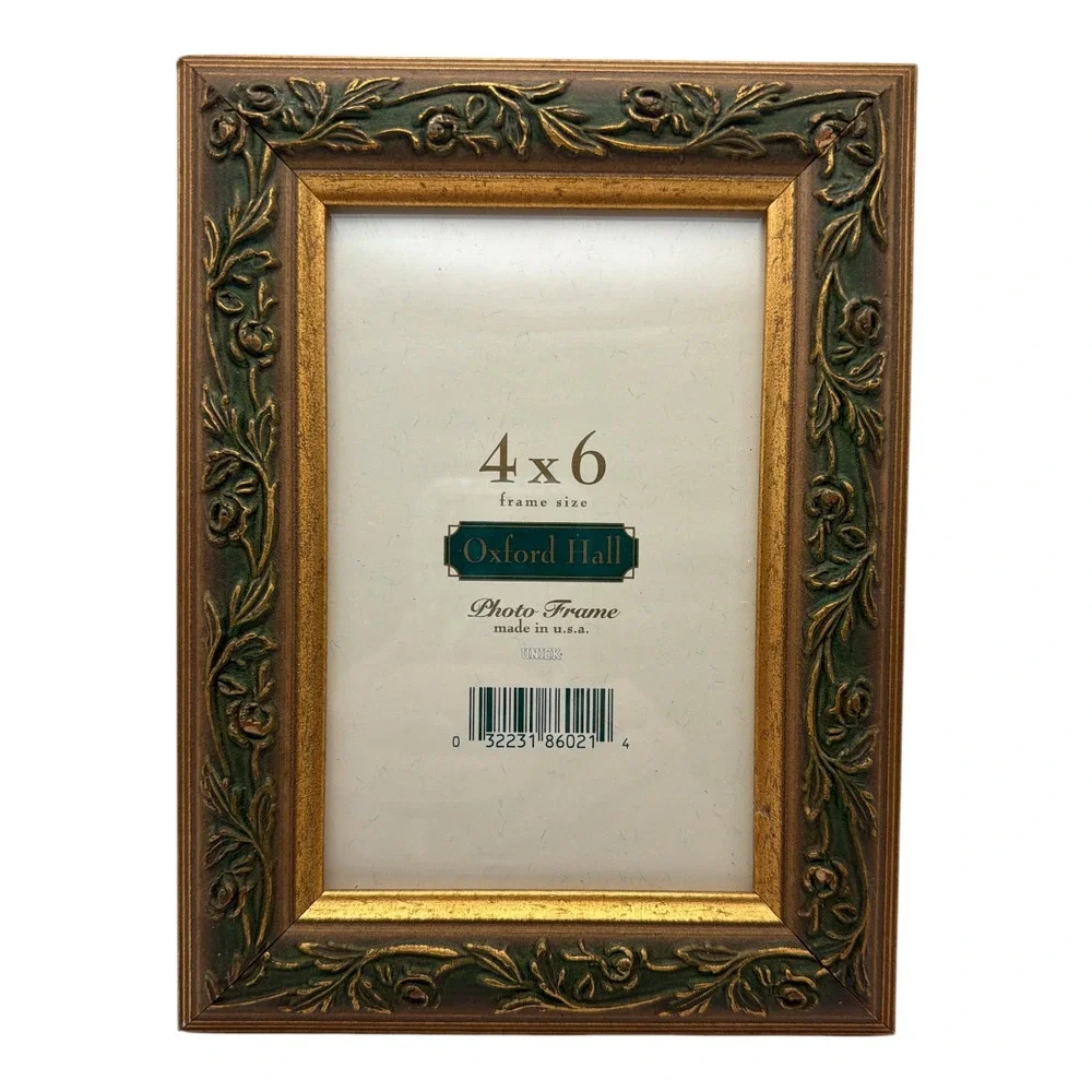 Vintage Oxford Hall Embossed Floral Gold Tone Picture Frame 4x6 Set 2 EUC